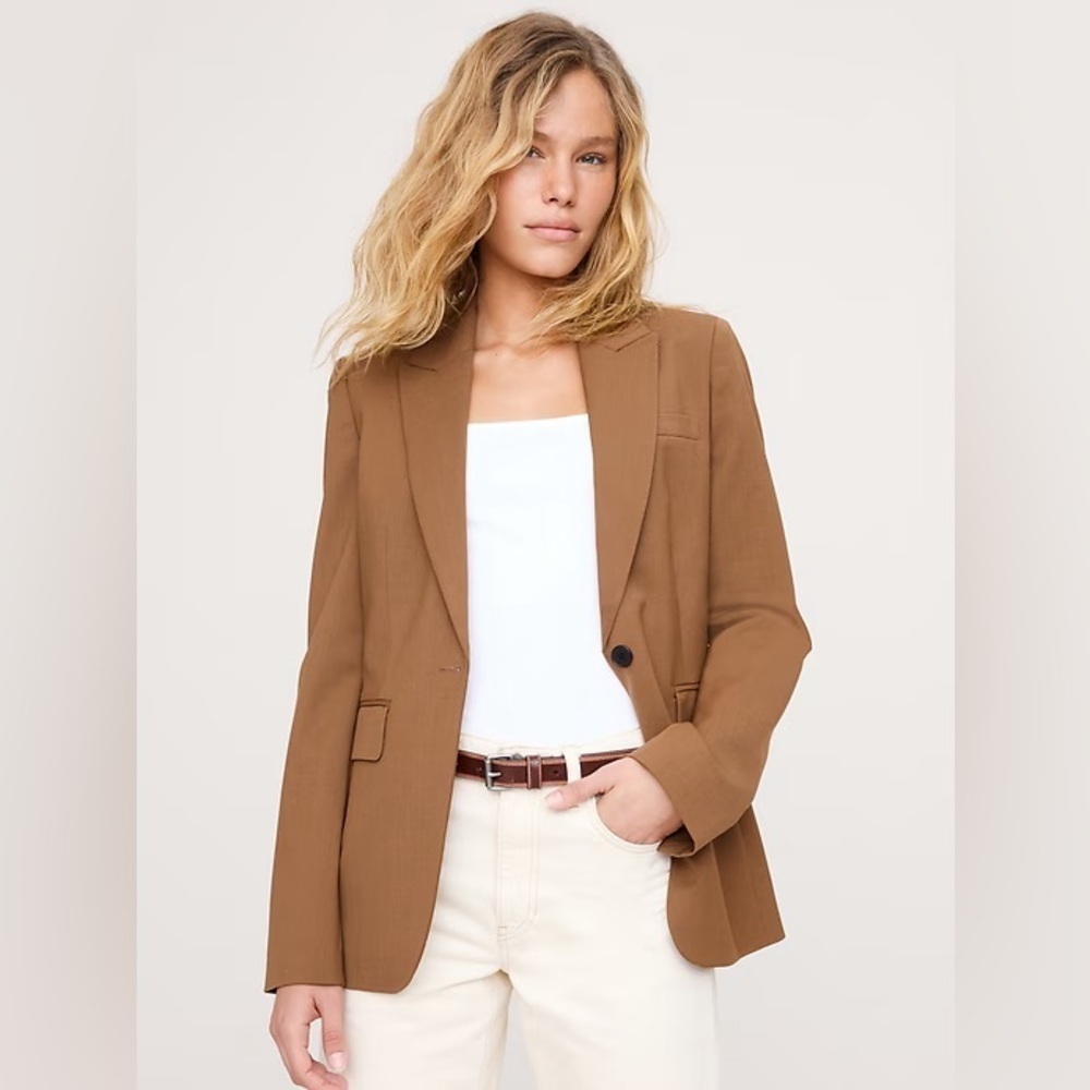 NWT! Banana Republic Saddle Brown Slim Italian Wool Blazer - Multiple Sizes